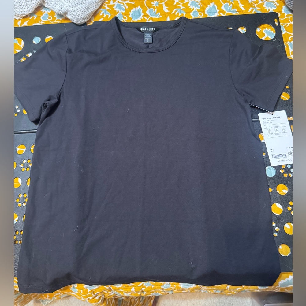 NWT ATHLETA black essential long tee size S - Picture 4 of 5